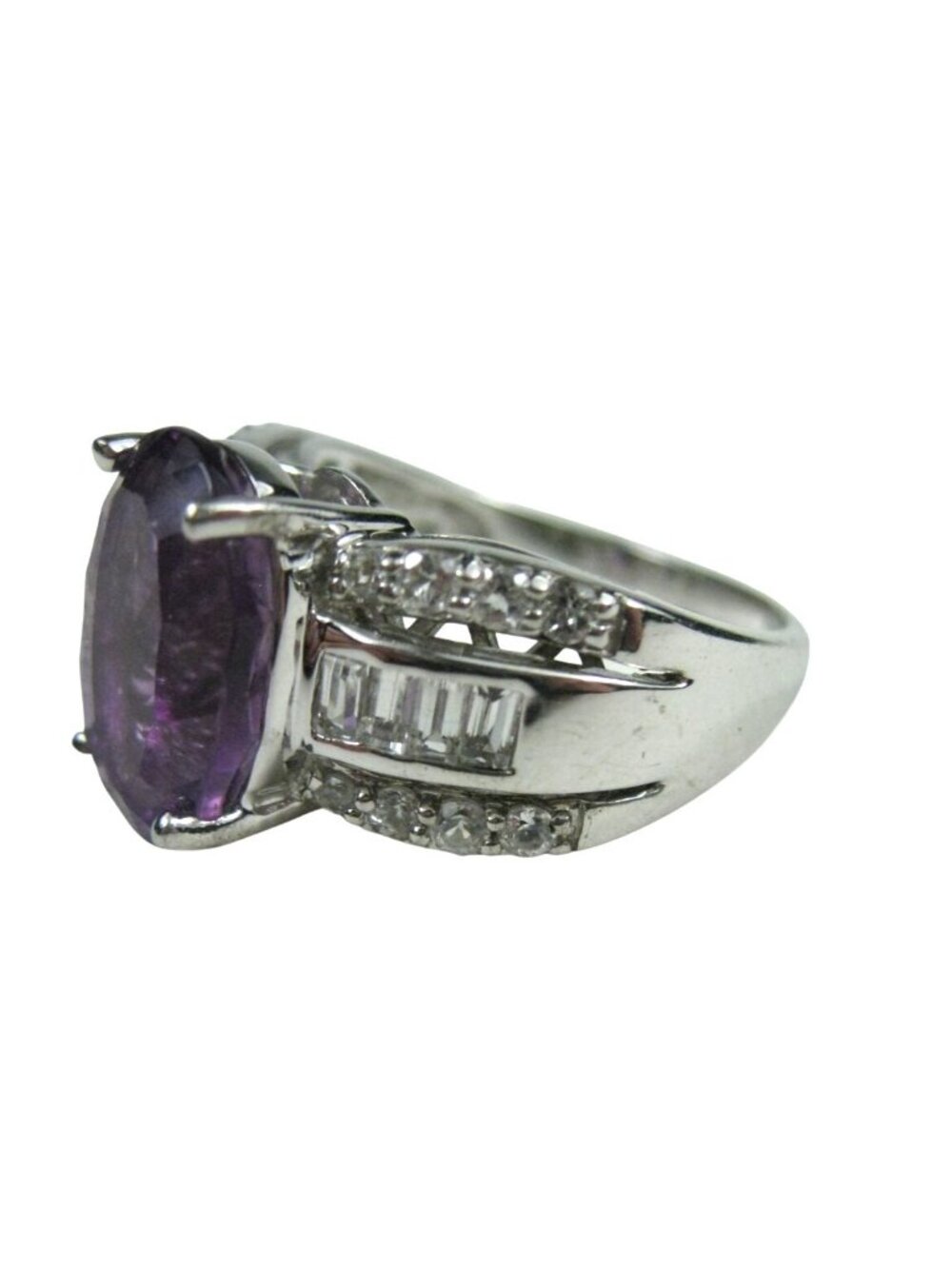 Thailand Sterling Silver 925 Ring Amethyst Stone Clear 6 gr Size 8